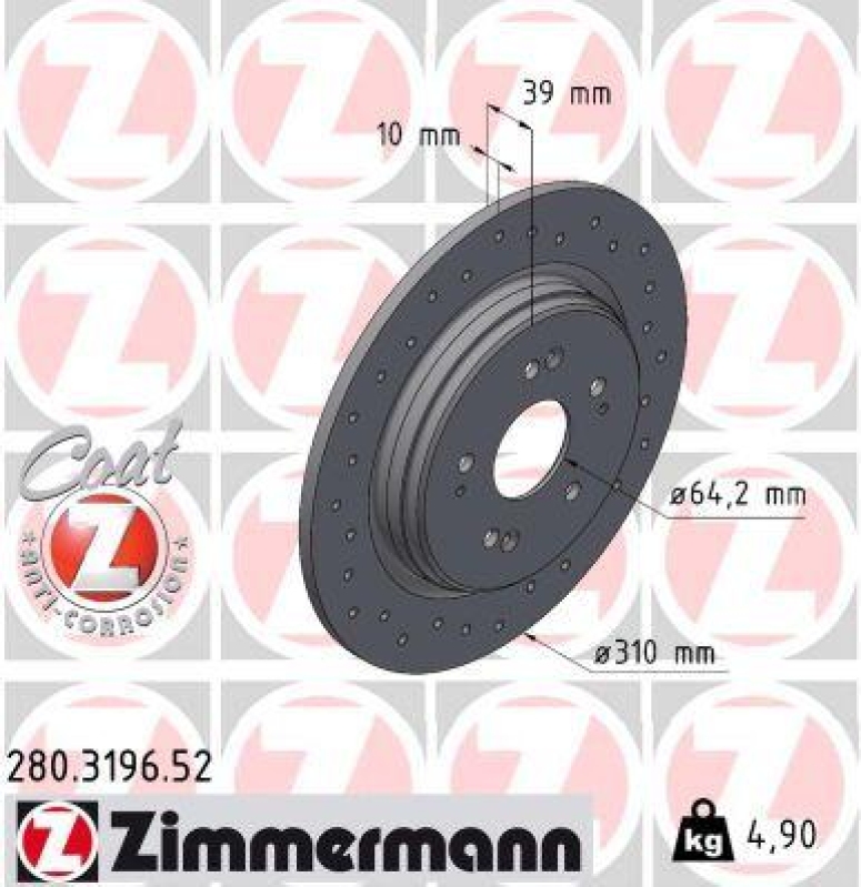 2x ZIMMERMANN Bremsscheibe SPORT Z 280.3196.52