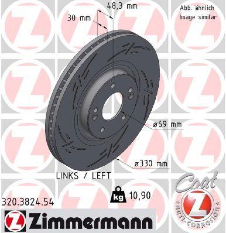 2x ZIMMERMANN Bremsscheibe BLACK Z 320.3824.54