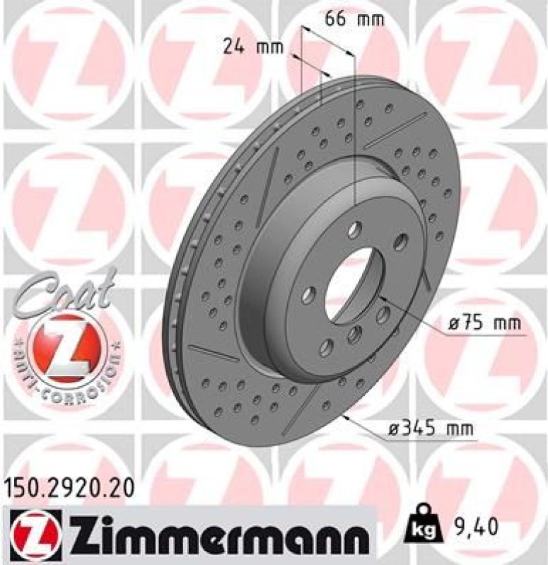 2x ZIMMERMANN Bremsscheibe COAT Z