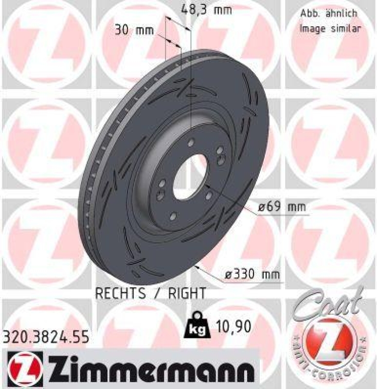 2x ZIMMERMANN Bremsscheibe BLACK Z 320.3824.55