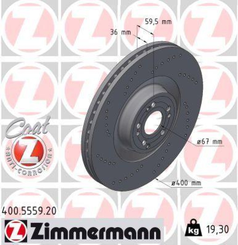 2x ZIMMERMANN Bremsscheibe COAT Z 400.5559.20