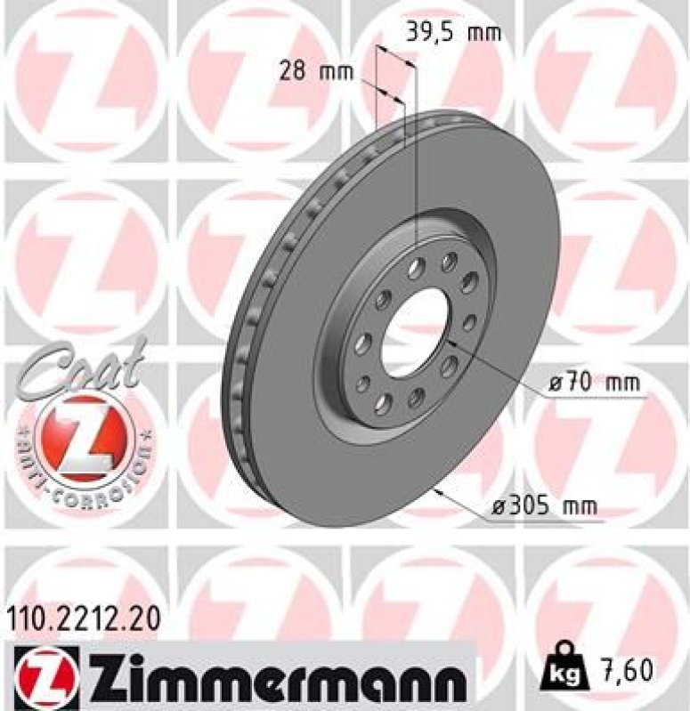 2x ZIMMERMANN Bremsscheibe COAT Z