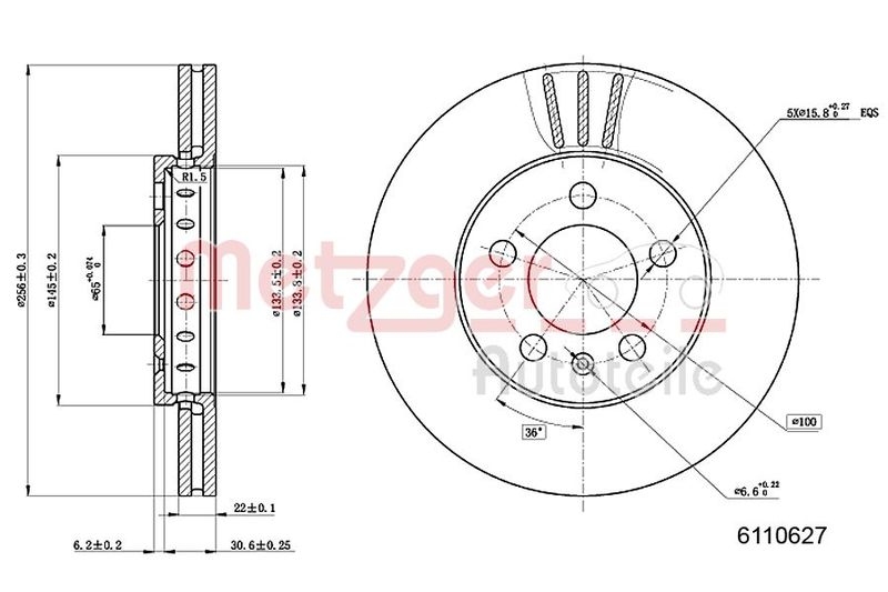 2x METZGER Bremsscheibe COATED / HIGH CARBON