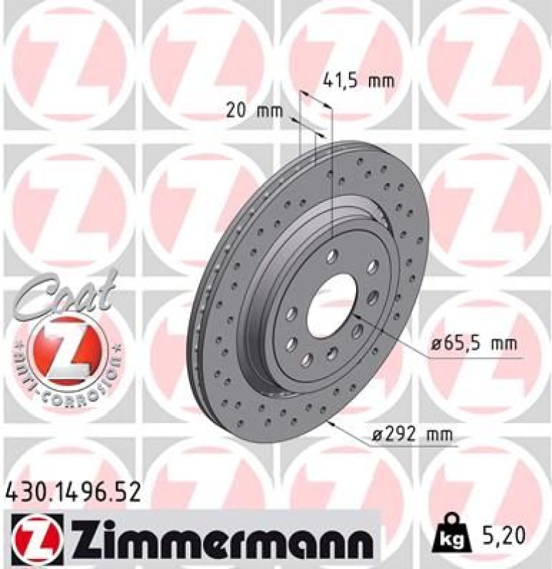 2x ZIMMERMANN Bremsscheibe SPORT COAT Z