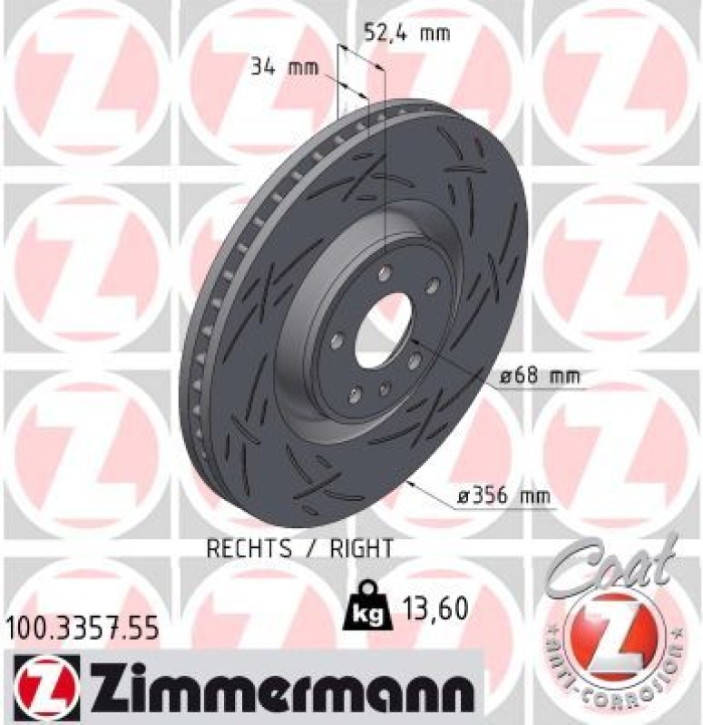 2x ZIMMERMANN Bremsscheibe BLACK Z