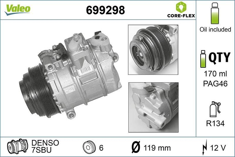 VALEO Kompressor, Klimaanlage VALEO CORE-FLEX 699298