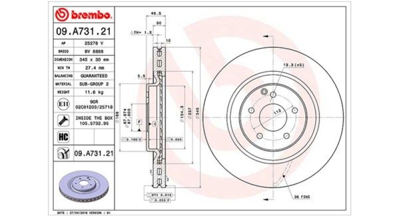 2x MAGNETI MARELLI Bremsscheibe