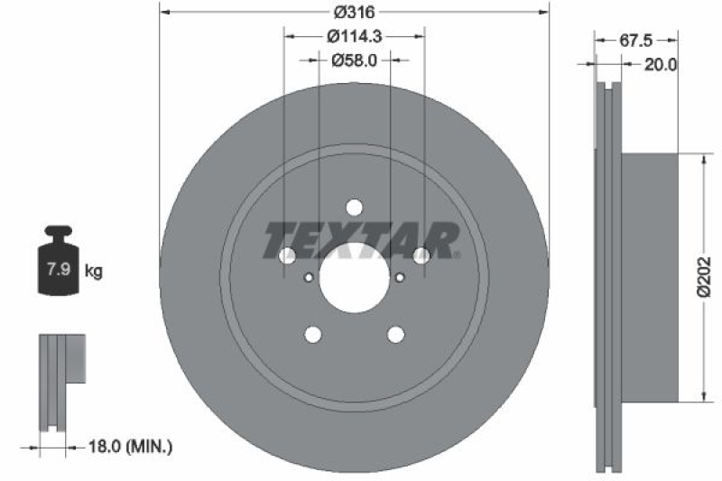 2x TEXTAR Bremsscheibe PRO