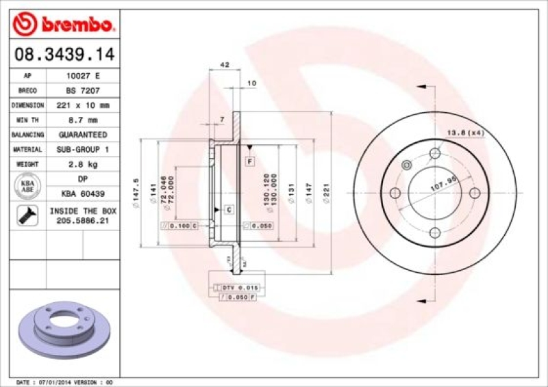 2x BREMBO Bremsscheibe PRIME LINE