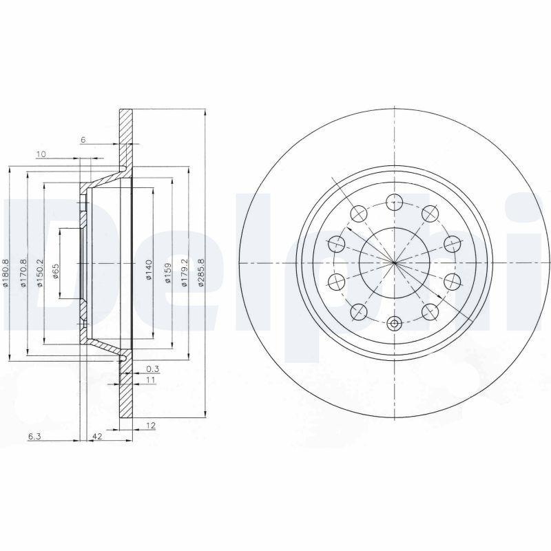 2x DELPHI Bremsscheibe BG3954C