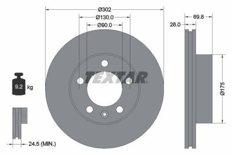 2x TEXTAR Brake Disc