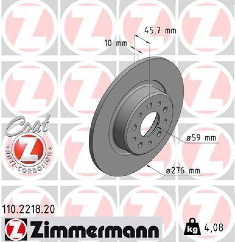 2x Zimmermann Bremsscheiben Coat Z Ø276mm Hinten passend für Alfa Romeo 2.0 156 110.2218.20