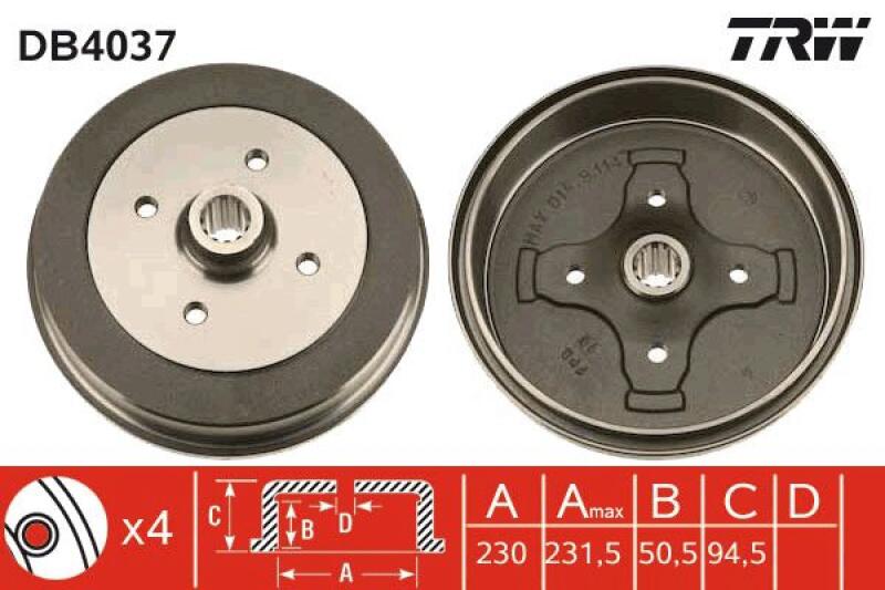 2x TRW Brake Drum