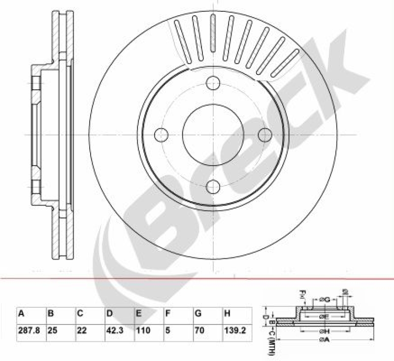 2x BRECK Brake Disc