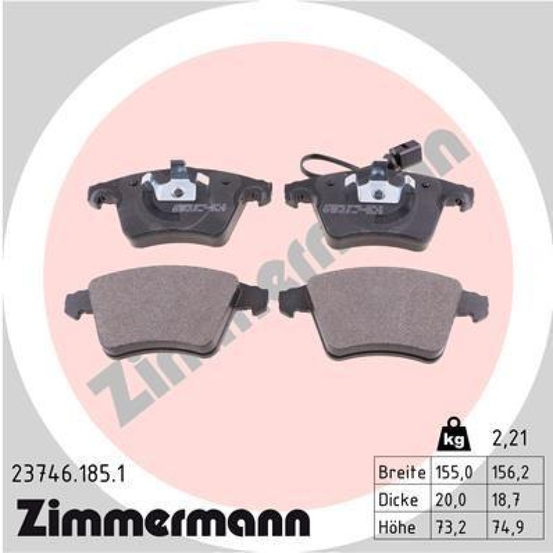 ZIMMERMANN Bremsbelagsatz, Scheibenbremse