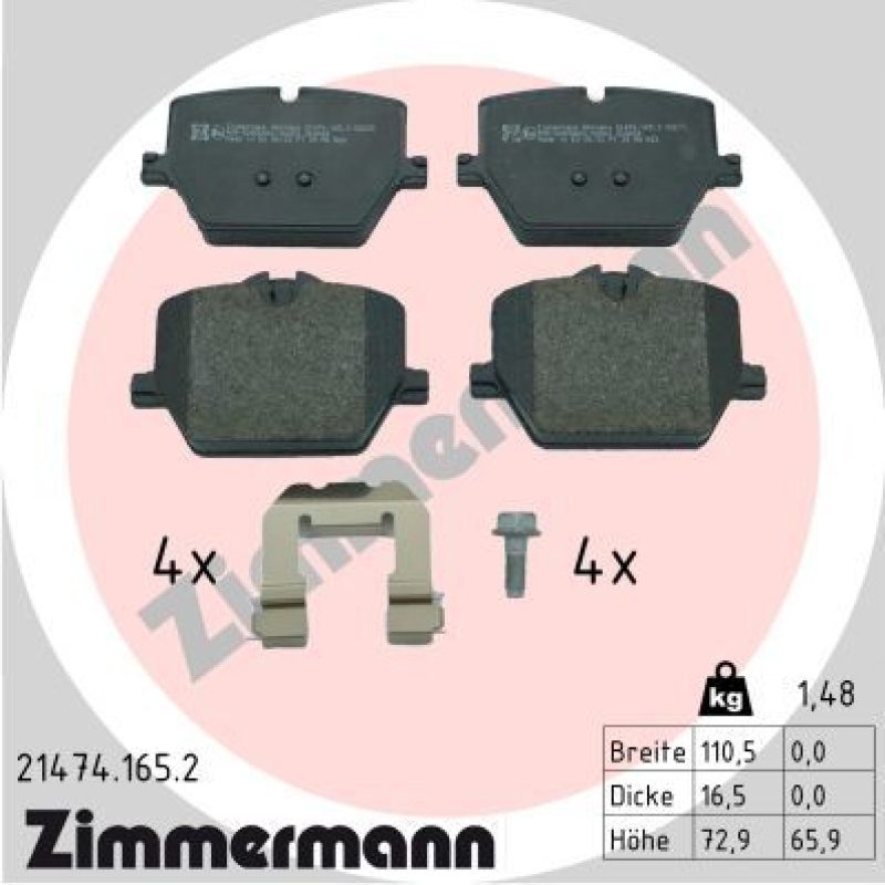 ZIMMERMANN Bremsbelagsatz, Scheibenbremse