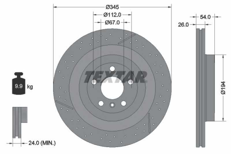 2x TEXTAR Bremsscheibe PRO+ 92307905