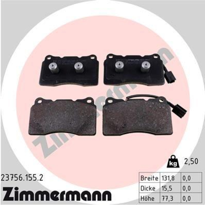 ZIMMERMANN Bremsbelagsatz, Scheibenbremse 23756.155.2