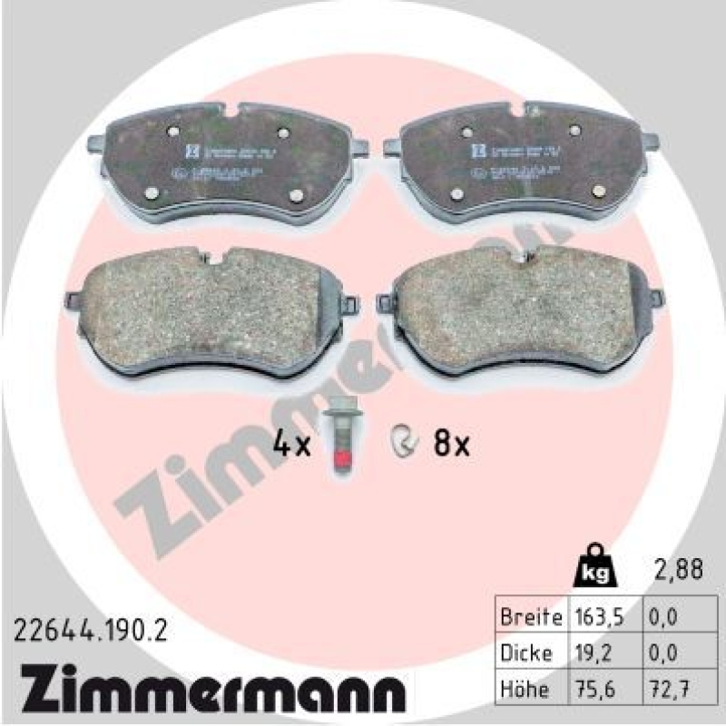 ZIMMERMANN Bremsbelagsatz, Scheibenbremse