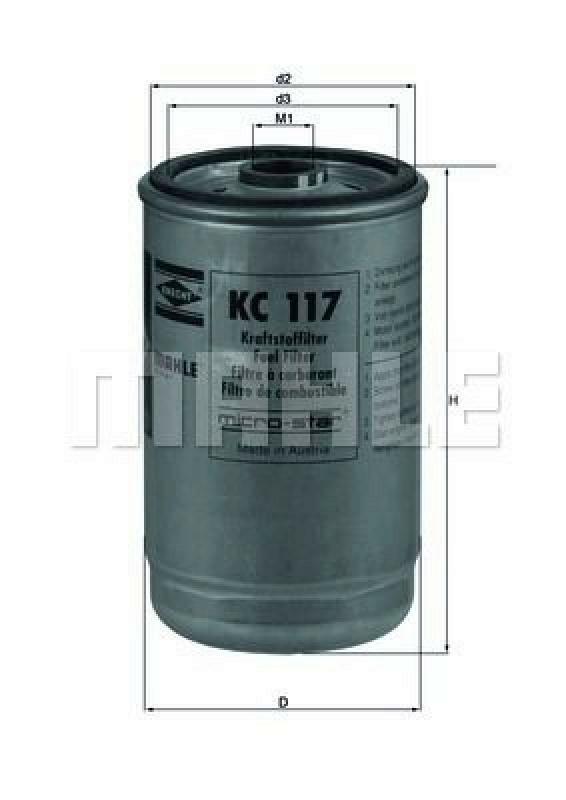 MAHLE ORIGINAL Kraftstofffilter KC 117
