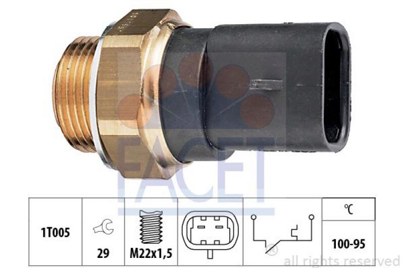 FACET Temperature Switch, radiator fan Made in Italy - OE Equivalent