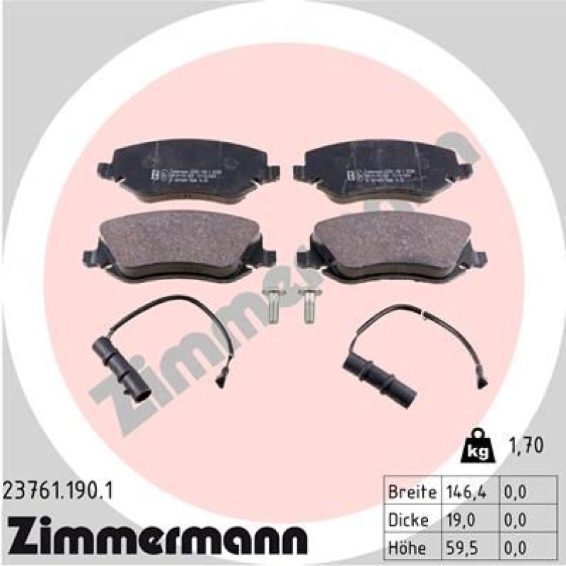 ZIMMERMANN Brake Pad Set, disc brake