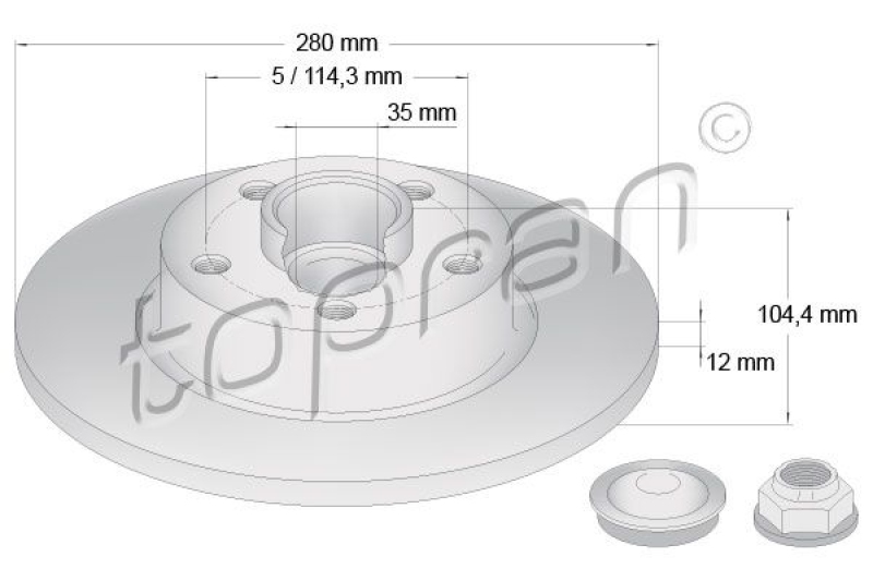 2x TOPRAN Bremsscheibe COATED