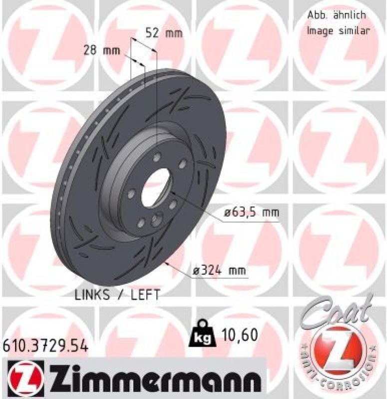 1x Zimmermann Bremsscheibe Black Z Ø324mm Vorne links passend für...