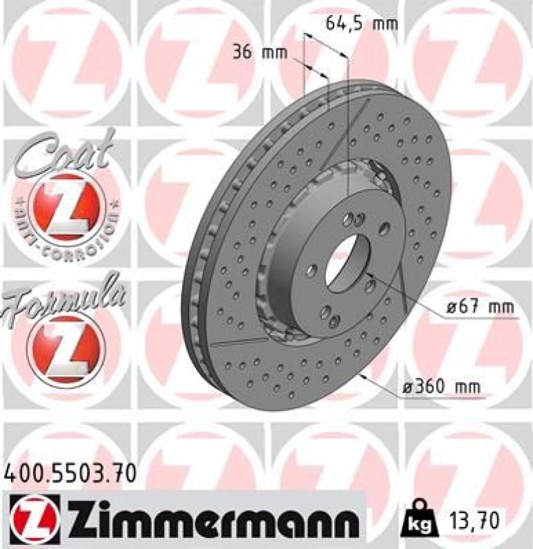 2x ZIMMERMANN Bremsscheibe FORMULA Z COAT Z