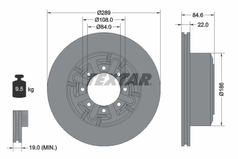 2x TEXTAR Brake Disc