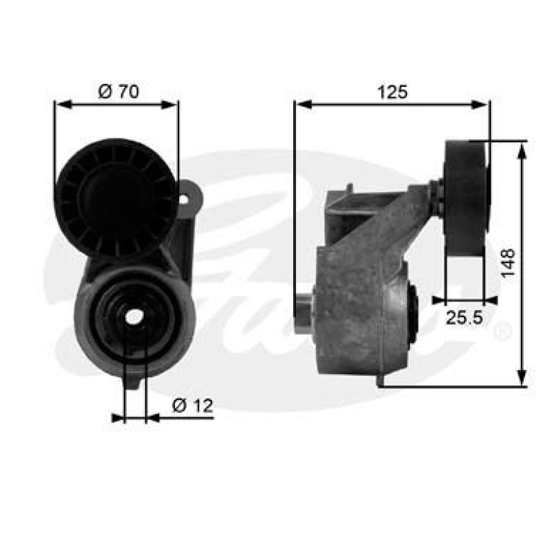GATES Tensioner Pulley, V-ribbed belt DriveAlign&reg;