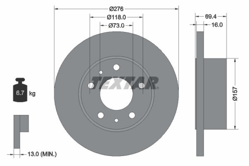 2x TEXTAR Bremsscheibe