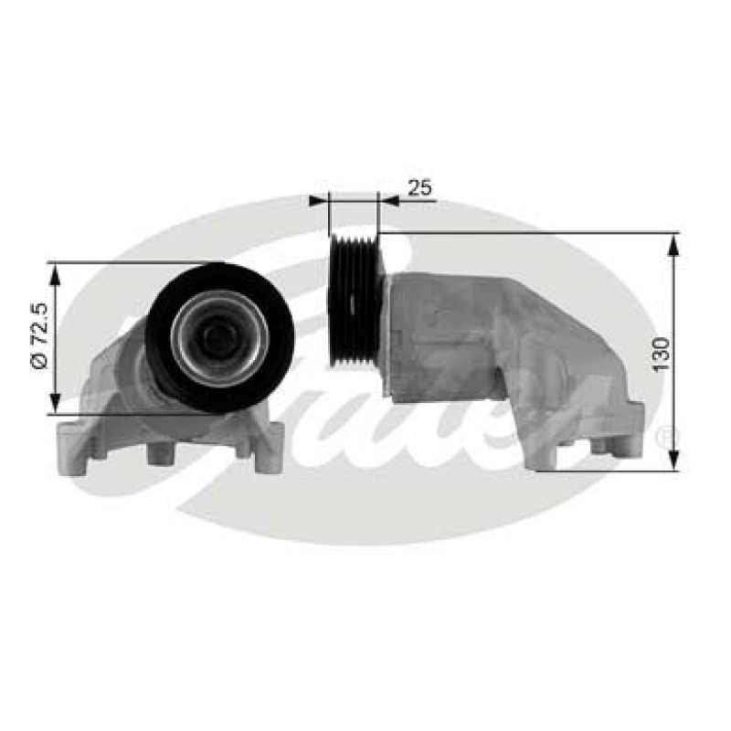GATES Tensioner Pulley, V-ribbed belt DriveAlign®