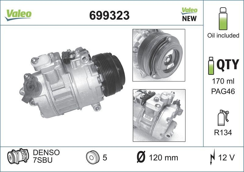 VALEO Kompressor, Klimaanlage VALEO CORE-FLEX 699323