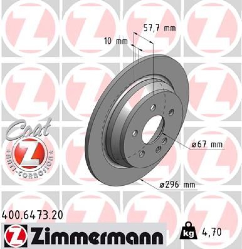 2x ZIMMERMANN Brake Disc COAT Z