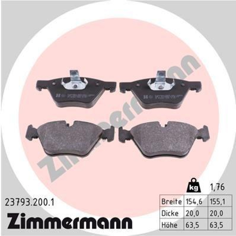 ZIMMERMANN Bremsbelagsatz, Scheibenbremse 23793.200.1
