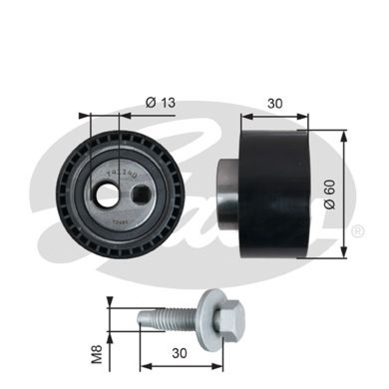 GATES Tensioner Pulley, timing belt PowerGrip®