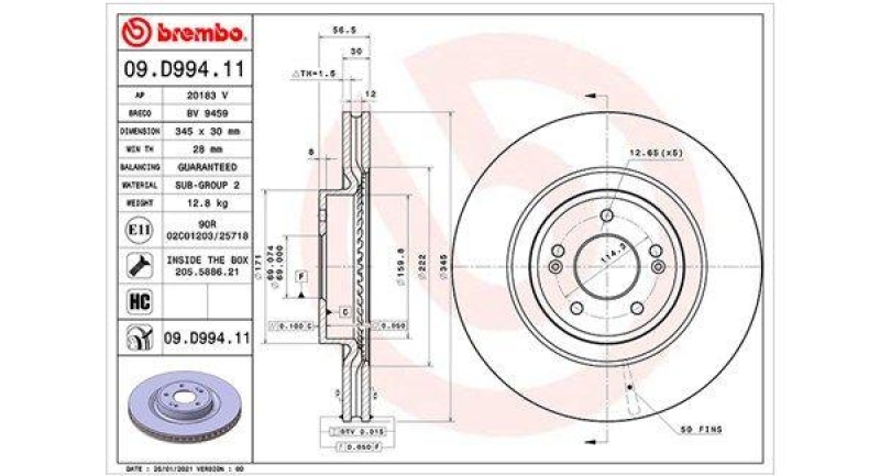 2x MAGNETI MARELLI Bremsscheibe 360406174001