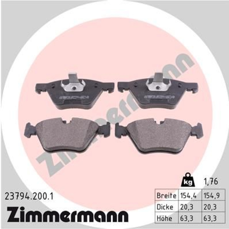 ZIMMERMANN Bremsbelagsatz, Scheibenbremse