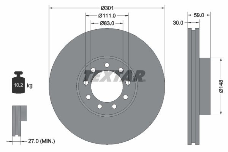 2x TEXTAR Brake Disc PRO