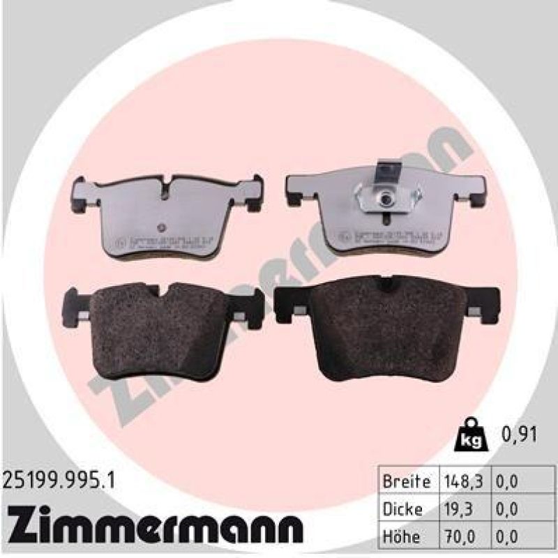 ZIMMERMANN Bremsbelagsatz, Scheibenbremse rd:z 25199.995.1