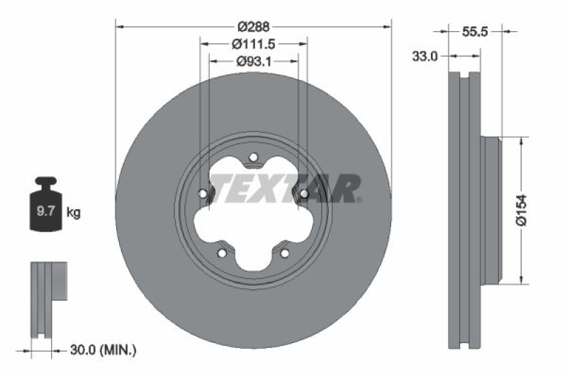 2x TEXTAR Bremsscheibe PRO