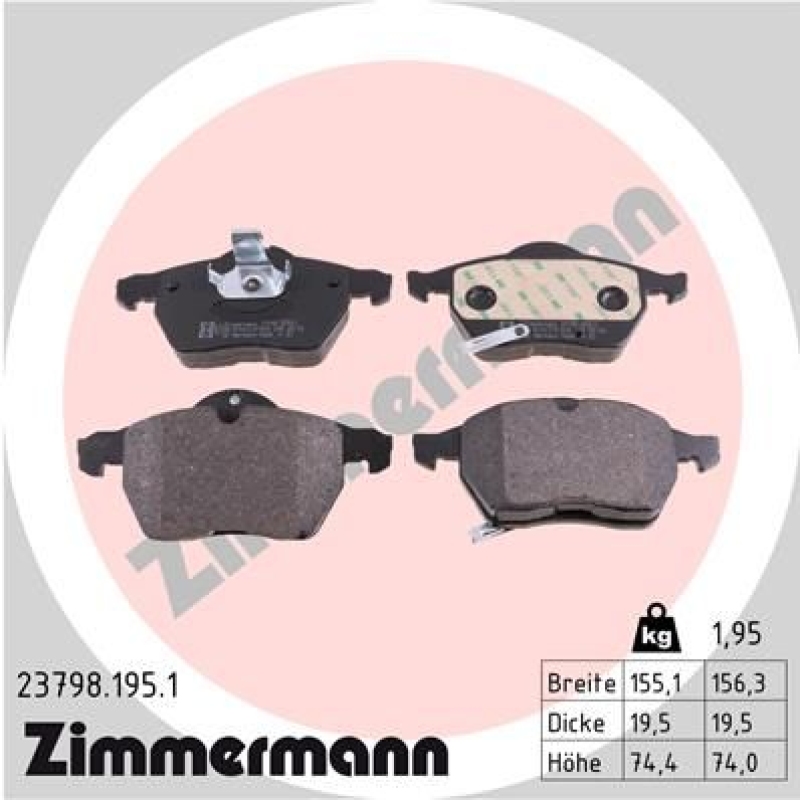 ZIMMERMANN Bremsbelagsatz, Scheibenbremse