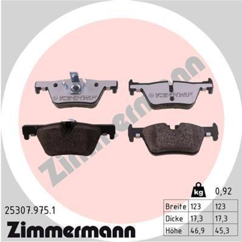 ZIMMERMANN Bremsbelagsatz, Scheibenbremse rd:z 25307.975.1