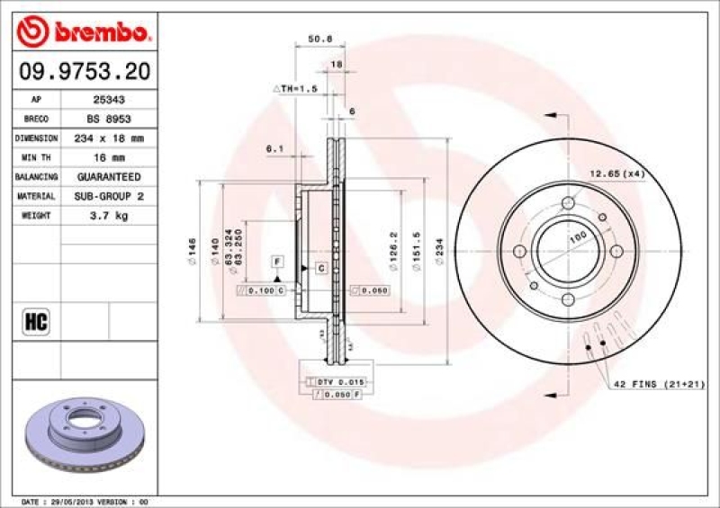 2x BREMBO Brake Disc PRIME LINE - UV Coated