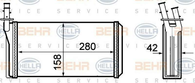 HELLA Heat Exchanger, interior heating BEHR HELLA SERVICE