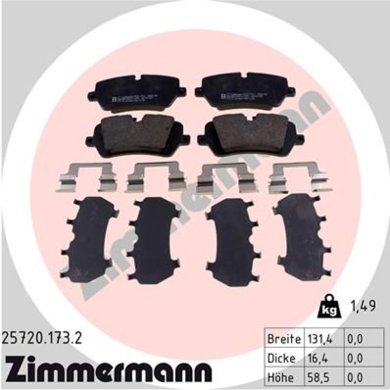 ZIMMERMANN Bremsbelagsatz, Scheibenbremse