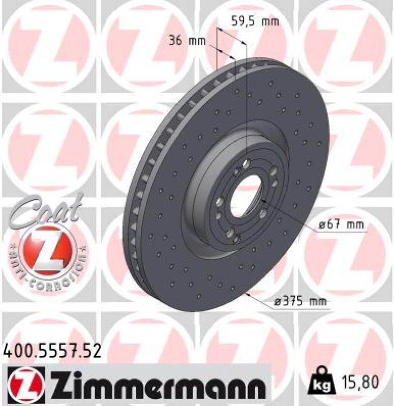 2x Zimmermann Bremsscheiben Z Ø375mm Vorne passend für Mercedes V...