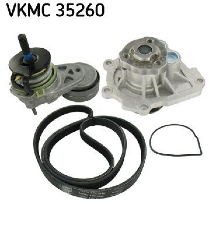 SKF Water Pump + V-Ribbed Belt Set