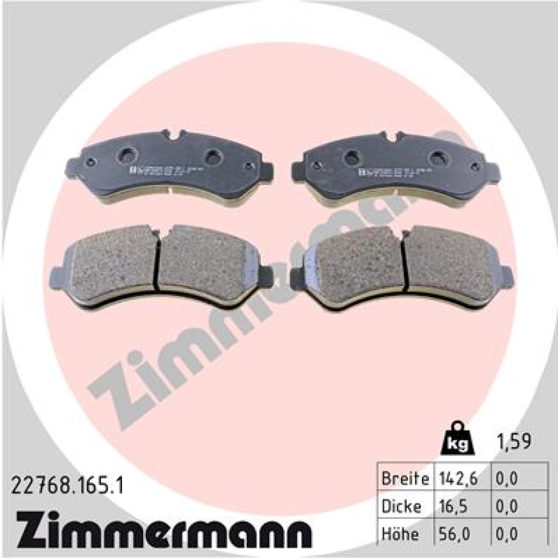 ZIMMERMANN Bremsbelagsatz, Scheibenbremse